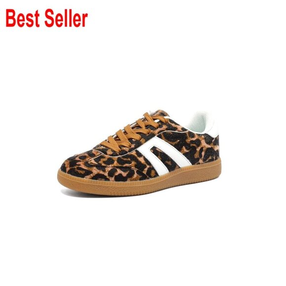 Shoes - Retro Gum Sole Sneakers with Lace Detail, Shock Absorption, Anti-Slip
